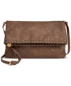 Style & Co Whipstitch East West Flap Crossbody, Created For Macy's In Mtl Chocol