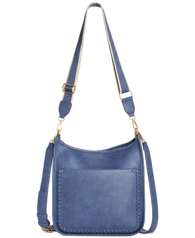 Style & Co Whipstitch Medium Crossbody, Created For Macy's In Moonlight Blue