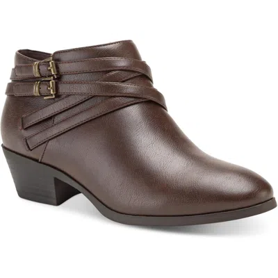 Style & Co Willow Womens Block Heel Ankle Boots In Brown