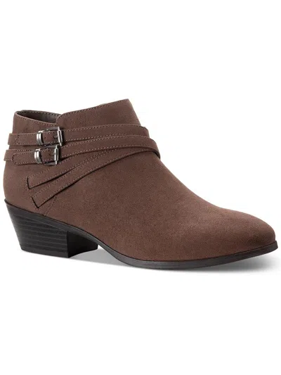 Style & Co Willow Womens Padded Insole Buckle Shooties In Dark Taupe Micro