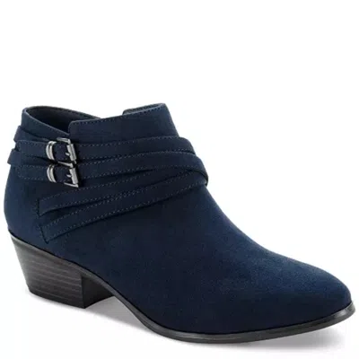 Style & Co Willoww Boots Women's Blue Microsuede Block Heel Bootie Lion455