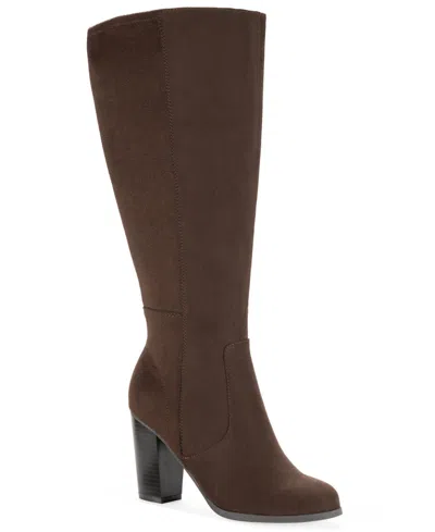 Style & Co Women's Addyy Knee High Extra Wide Calf Dress Boots, Created For Macy's In Brown