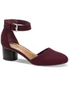 Style & Co Alinaa  Womens Microsuede Round Toe Ankle Strap In Berry Micro