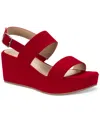 Style & Co Ardenn Womens Strappy Faux Suede Wedge Sandals In New Red Mc