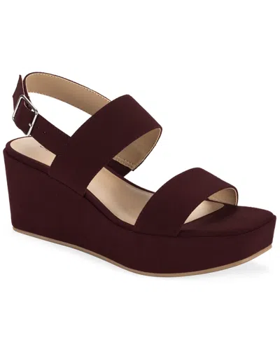 Style & Co Women's Ardenn Double-strap Wedge Sandals, Created For Macy's In Red