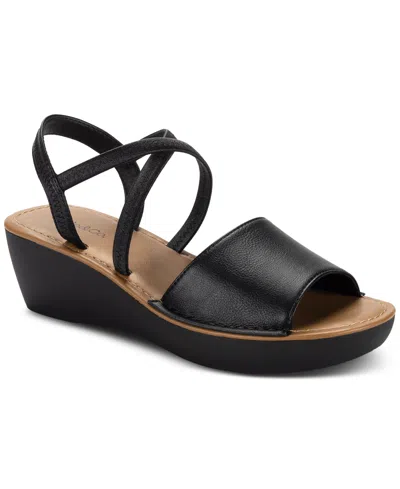 Style & Co Women's Babettee Crisscross Wedge Sandals, Exclusively At Macy's In Blk Beauty