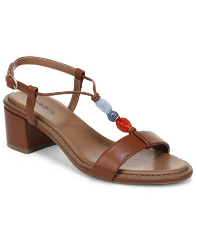 Style & Co Women's Blancaa Block Heel Stone Dress Sandals, Macy's Exclusive In Brown