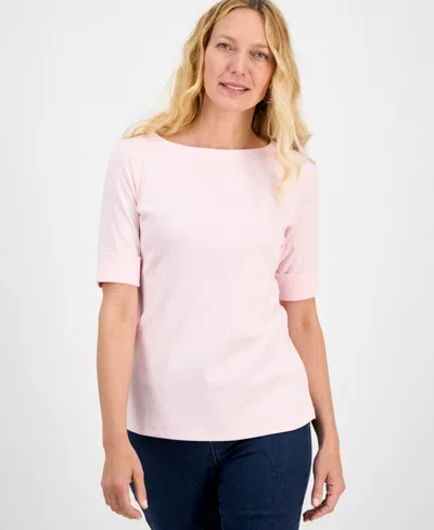 Style & Co Women's Boat-neck Elbow Sleeve Top, Exclusively At Macy's