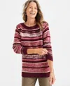 Style & Co Petite Stella Striped Metallic Sweater, Created For Macy's In Berry Stripe