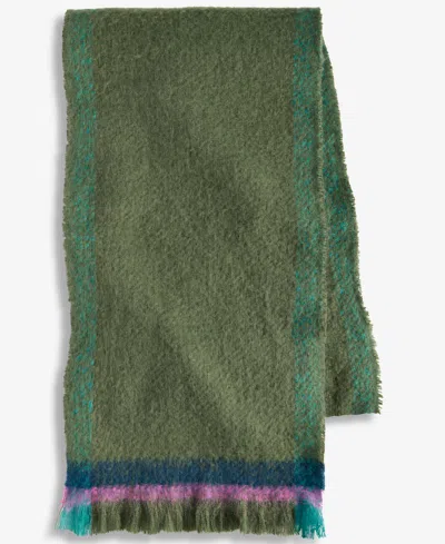 Style & Co Women's Bordered Blanket Wrap With Short Fringe, Macy's Exclusive In Olive