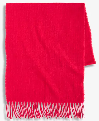 Style & Co Women's Box Check Weave Solid Feathersoft Wrap Scarf, Macy's Exclusive In Red