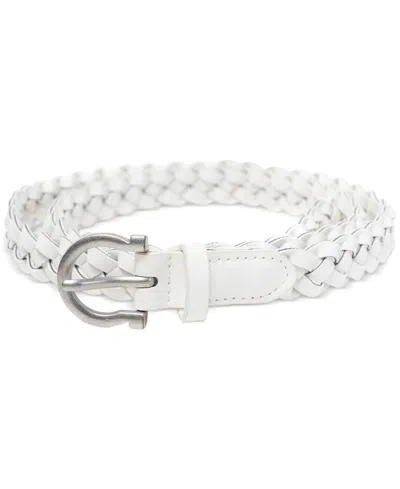 Style & Co Women's Braided Faux-leather Belt, Created For Macy's In White