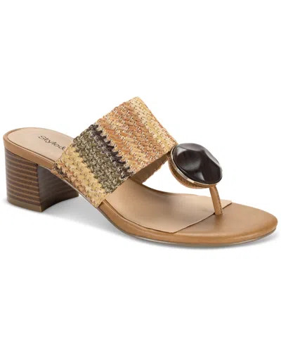 Style & Co Women's Brandyy Embellished Raffia Sandals, Exclusively At Macy's In Mocha Raff