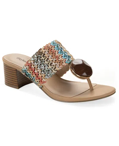 Style & Co Women's Brandyy Embellished Raffia Sandals, Exclusively At Macy's In Multi