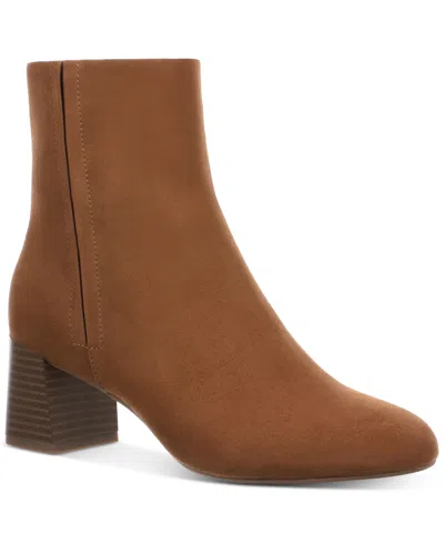 Style & Co Women's Brookss Block Heel Dress Booties, Created For Macy's In Chestnt Mc