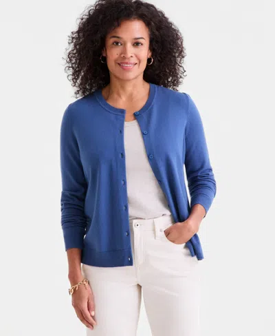 Style & Co Women's Button-down Long-sleeve Cardigan, Created For Macy's In Blue