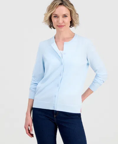 Style & Co Women's Button-down Long-sleeve Cardigan, Created For Macy's In Blue