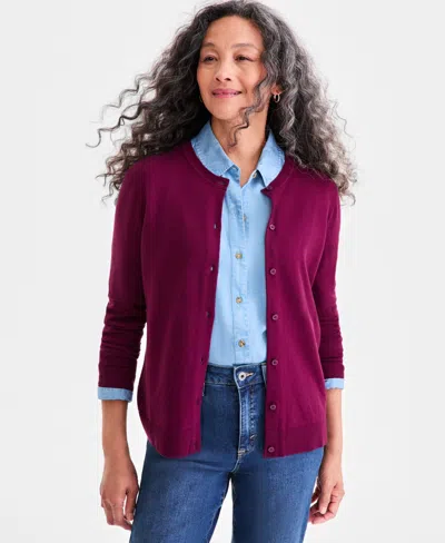 Style & Co Women's Button-down Long-sleeve Cardigan, Created For Macy's In Brown