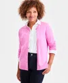 Style & Co Women's Button-down Long-sleeve Cardigan, Created For Macy's In Pink