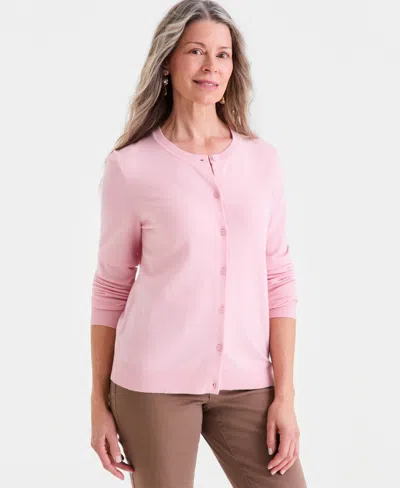 Style & Co Women's Button-down Long-sleeve Cardigan, Created For Macy's In Pink