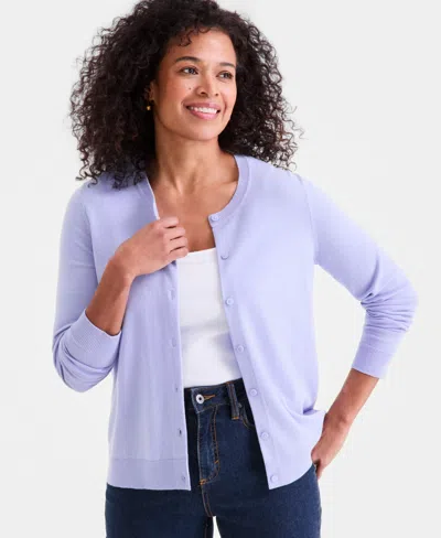 Style & Co Women's Button-down Long-sleeve Cardigan, Created For Macy's In Purple