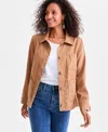 Style & Co Women's Button-front Long-sleeve Cargo Jacket, Macy's Exclusive In Brown