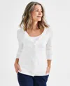 Style & Co Style Co Womens Button Up Cardigan Pxs 4x Created For Macys In White