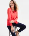 Style & Co Women's Button-up Cardigan, Regular & Petite, Created For Macy's In Fiery Coral
