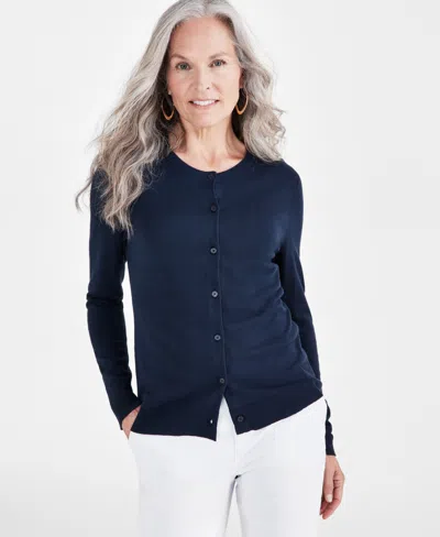 Style & Co Women's Button-up Cardigan, Regular & Petite, Created For Macy's In Industrial Blue
