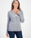 Style & Co Women's Button-up Cardigan, Regular & Petite, Created For Macy's In Medium Gray Heather