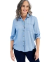 STYLE & CO WOMEN'S BUTTON-UP PERFECT SHIRT, XS-4X, CREATED FOR MACY'S