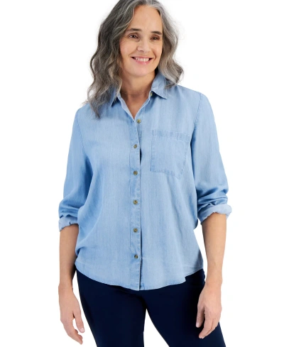 Style & Co Women's Button-up Perfect Shirt, Xs-4x, Created For Macy's In Emma Wash