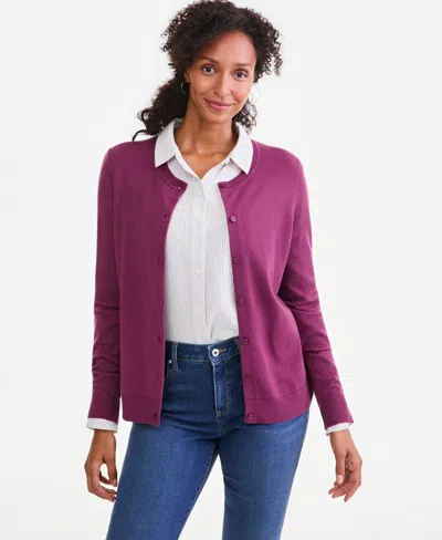 Style & Co Women's Button-down Long-sleeve Cardigan, Created For Macy's In Purple
