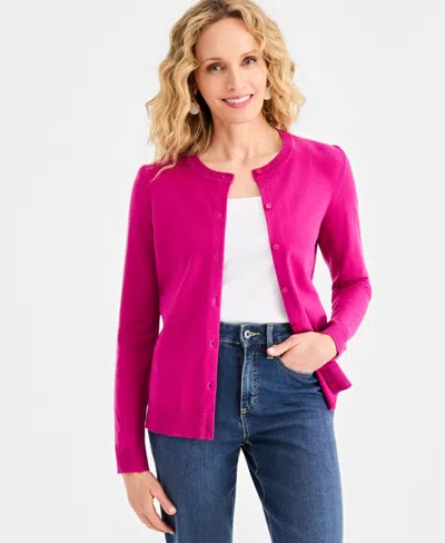 Style & Co Women's Button-down Long-sleeve Cardigan, Created For Macy's In Pink