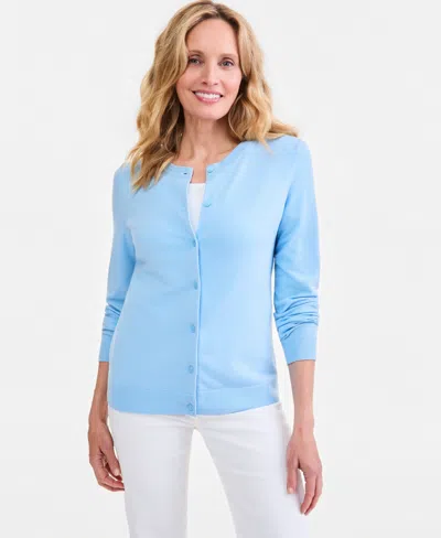 Style & Co Women's Button-down Long-sleeve Cardigan, Created For Macy's In Blue