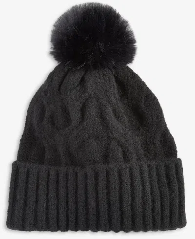 Style & Co Women's Cable Boucle Knit Beanie, Macy's Exclusive In Black