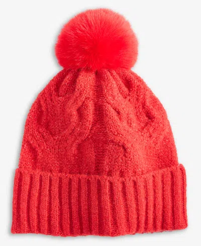 Style & Co Women's Cable Boucle Knit Beanie, Macy's Exclusive In Red