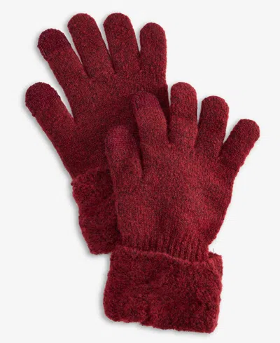Style & Co Women's Cable Boucle Knit Gloves, Macy's Exclusive In Burgundy