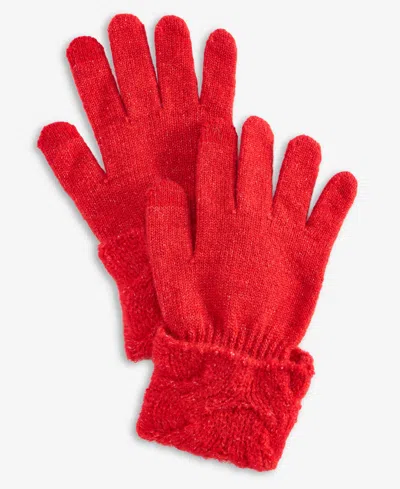 Style & Co Women's Cable Boucle Knit Gloves, Macy's Exclusive In Red