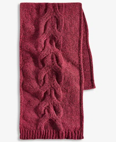 Style & Co Women's Cable Boucle Knit Muffler Scarf, Macy's Exclusive In Burgundy