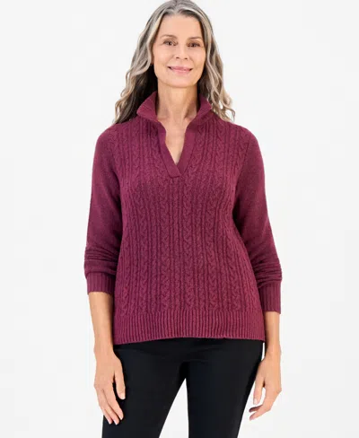 Style & Co Women's Cable Split Mockneck Long-sleeve Sweater, Macy's Exclusive In Multi