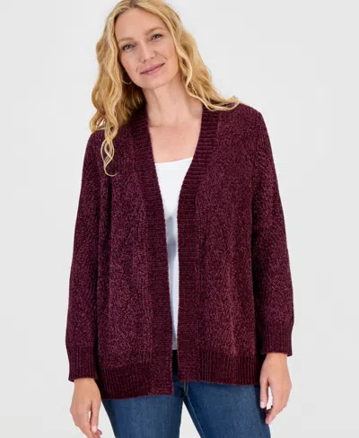 Style & Co Women's Cable-knit Chenille Cardigan, Macy's Exclusive In Brown