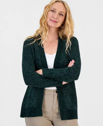 Style & Co Women's Cable-knit Chenille Cardigan, Macy's Exclusive In Green