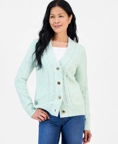 Style & Co Women's Cable-knit V-neck Boyfriend Cardigan, Macy's Exclusive In Blue