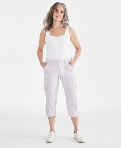 Style & Co Women's Cargo Capri Pants, 2-24w, Created For Macy's In Lavender Fog