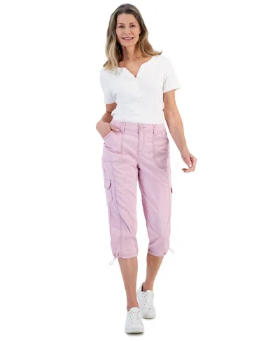 Style & Co Women's Cargo Capri Pants, 2-24w, Created For Macy's In Lilac Flor
