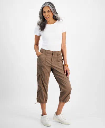 Style & Co Women's Cargo Capri Pants, 2-24w, Created For Macy's In Truffle