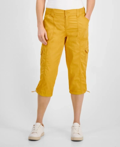 Style & Co Petite Mid Rise Bungee-hem Capri Pants, Created For Macy's In Cornmeal Yellow