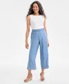 Style & Co Women's Chambray Embroidered-hem Cropped Pants, Exclusively At Macy's In Blue