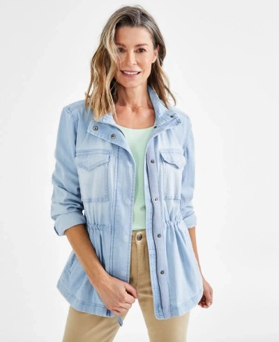 Style & Co Women's Chambray Field Jacket, Created For Macy's In Emma Wash